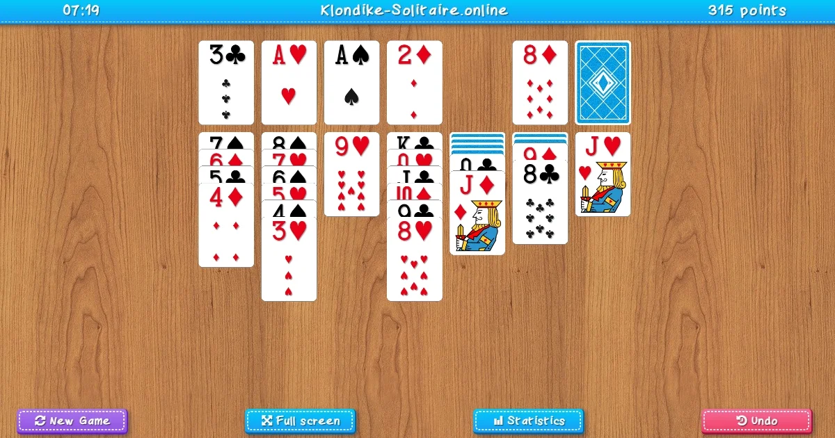 Play klondike solitaire turn one