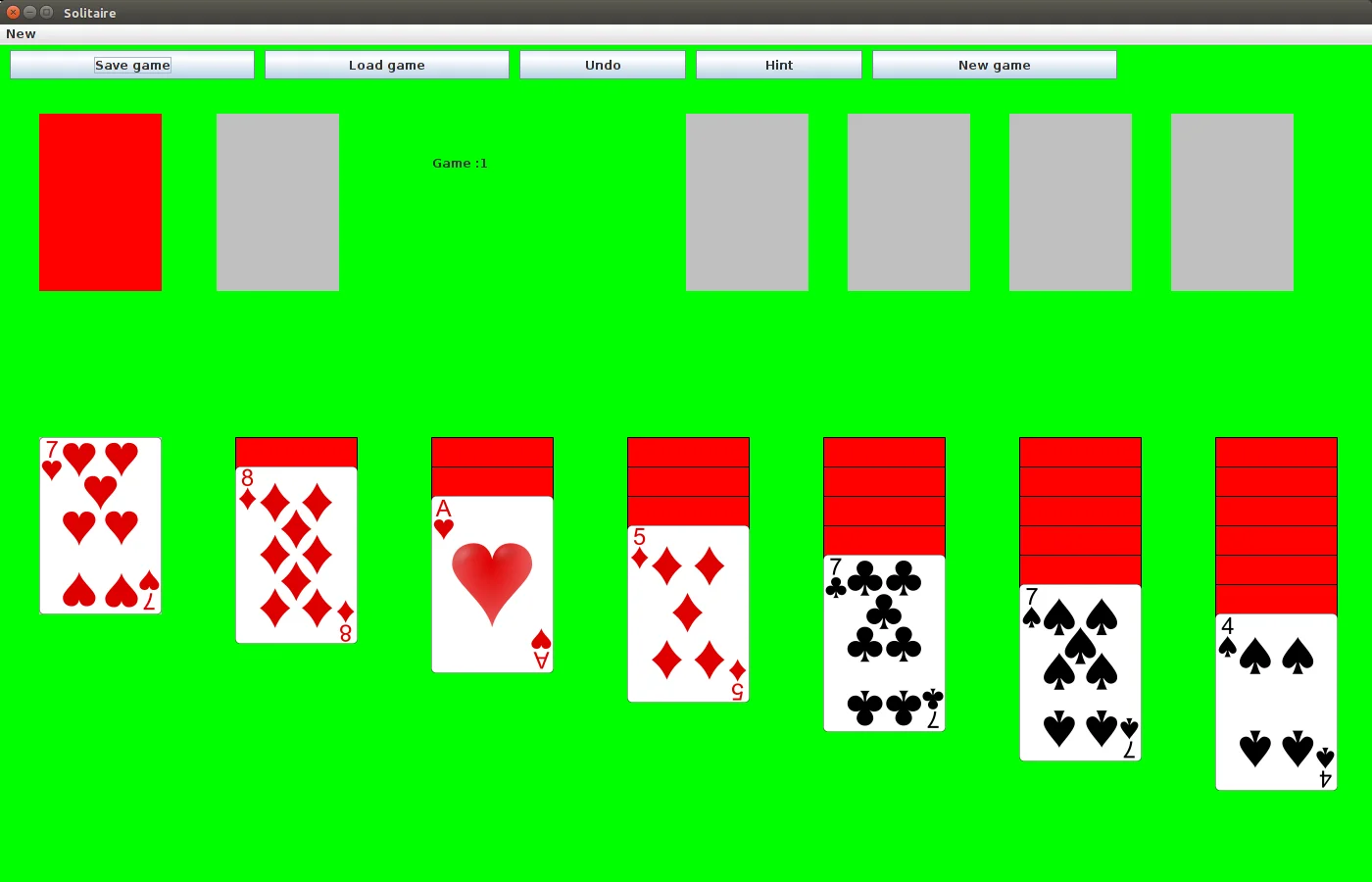 Spider solitaire green felt
